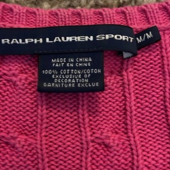 Ralph Lauren Sport Cotton Cable V neck Sweater - Picture 5 of 6